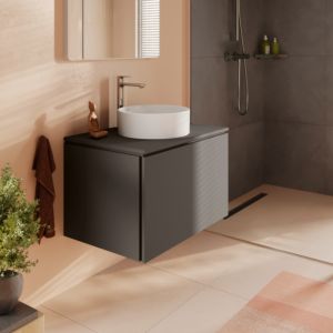 hansgrohe Xilesa E vanity unit 54300760 2 drawers with PushOpen, 780 x 550 mm, matt slate grey
