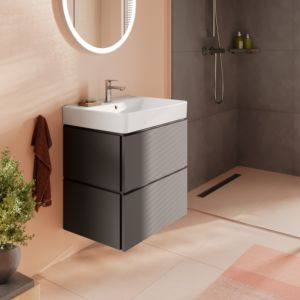 Meuble sous-vasque Hansgrohe Xilesa E 54294760 630x470mm, 2 tiroirs, pour lavabo, avec PushOpen, gris ardoise mat