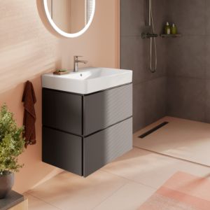 Meuble sous-vasque Hansgrohe Xilesa E 54295760 680x470mm, 2 tiroirs, pour lavabo, avec PushOpen, gris ardoise mat