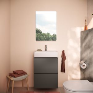 hansgrohe Xilesa E vanity unit 54290760 480x380mm, 2 drawers, for hand basin, with PushOpen, matt slate grey