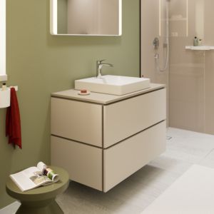 hansgrohe Xilesa E vanity unit 54302780 2 drawers with PushOpen, 980 x 550 mm, sand beige matt