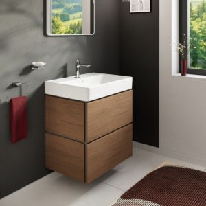 Meuble sous-vasque Hansgrohe Xilesa E 54294550 630x470mm, 2 tiroirs, pour lavabo, avec PushOpen, chêne cachemire