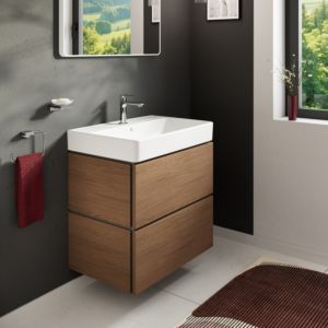 Meuble sous-vasque Hansgrohe Xilesa E 54295550 680 x 470 mm, 2 tiroirs, pour lavabo, avec PushOpen, chêne cachemire