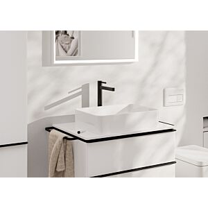 hansgrohe Finoris basin mixer tap 76072340 with push-open waste fitting, projection 208mm, brushed black chrome