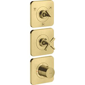 hansgrohe trim set 36704950 concealed thermostat module 380/120, with escutcheons, brushed brass