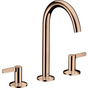 hansgrohe Axor One mitigeur lavabo 3 trous 48050300 saillie 140mm, avec garniture de vidange push-open , or rouge poli