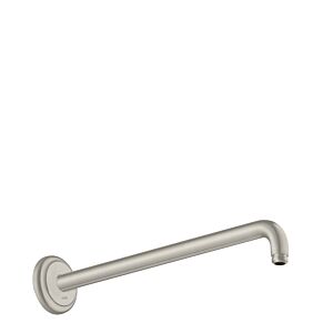 bras de douche hansgrohe 27348800 389mm, angle 90 degrés, montage mural, optique inox