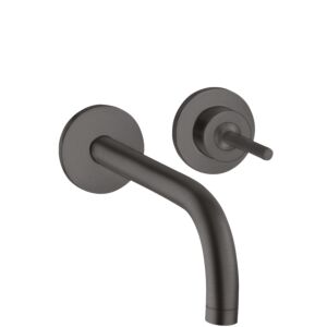 hansgrohe Axor Uno set de finition 38116340 mitigeur lavabo encastré, poignée à épingle, rosaces, saillie 225 mm, chrome noir brossé