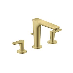 hansgrohe Axor Citterio C 3-hole wash basin mixer 49061950 with pop-up waste set, Cubic cut, Brushed Brass