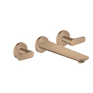 hansgrohe 3-Loch Fertigset Wannemisch.Wand UP 49482310 ohne Struktur, brushed red gold optic, Unterputz, Wandmontage