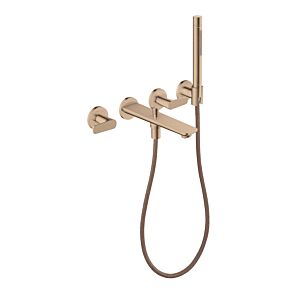 hansgrohe set de finition 3 trous pour mitigeur de baignoire mural UP 49481300 sans structure, Or Rouge Poli, encastré, montage mural