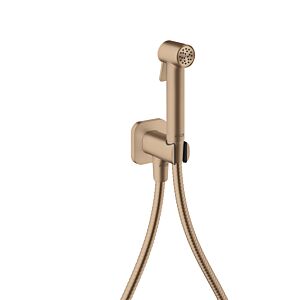 Douches bidette hansgrohe AXOR Pommeau de douche bidette 29241310 1 jet type softsquare pour eau froide avec support de pommeau de douche et flexible de douche 1,25 m ; Or rouge brossé