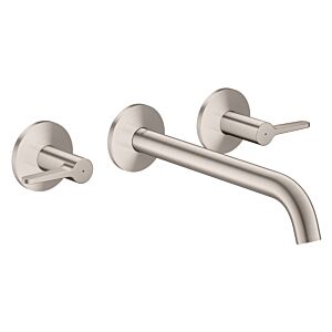 hansgrohe AXOR One 3-hole basin mixer 48160800 concealed, projection 220 mm, wall mounting with escutcheons, with lever handle, stainless steel finish