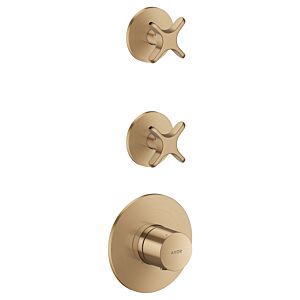 Module thermostatique hansgrohe AXOR One 48712140, installation encastrée, 2 sorties, avec poignée croisée, bronze brossé