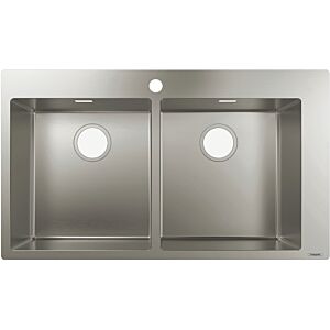 Hansgrohe S711-F765 Einbauspüle 43303800 edelstahl, 37x37cm, 2 Becken, Hahnloch vorgebohrt