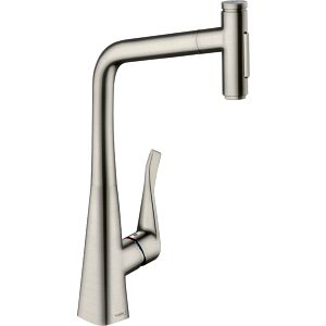 hansgrohe Metris Select Küchenarmatur 73816800 Edelstahl-optik, mit Ausziehbrause, 2jet, sBox
