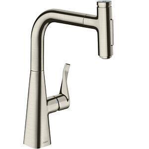 hansgrohe Metris Select Küchenarmatur 73822800 mit Ausziehbrause, 2jet, Edelstahl-optik