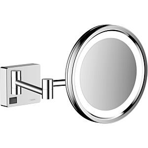 Miroir de rasage Hansgrohe AddStoris 41790000, grossissement x3, éclairage LED, fixation murale, chromé
