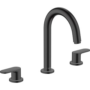 hansgrohe Vernis Blend 150 3-Loch-Waschtisch-Armatur 71553670 mit Zugstangen-Ablaufgarnitur, mattschwarz