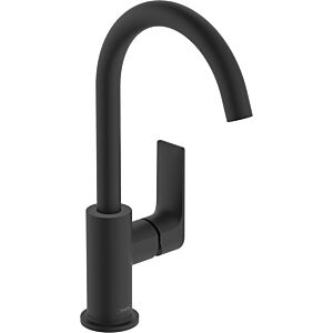 hansgrohe Rebris E mitigeur lavabo 72576670 avec timon garniture de vidange , bec pivotant, noir mat