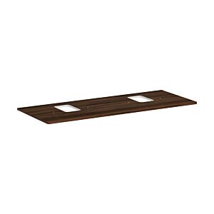 hansgrohe Xelu Q Konsole 54125630 1360 x 550 mm, 2 Ausschnitte, Aufsatzwaschtisch mit Hahnloch, Nussbaum dunkel