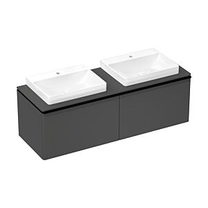 hansgrohe Xelu Q vanity unit 54071670 1560x485x550mm, 2 drawers, matt diamond gray, matt black