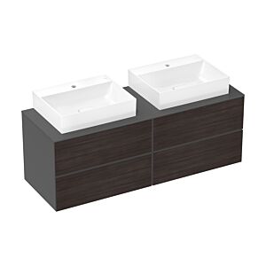 hansgrohe Xevolos E vanity unit 54201730 1570x555x550mm, 4 drawers, slate gray matt, dark oak