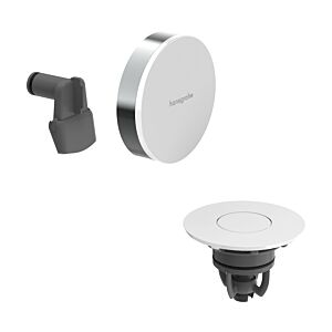 hansgrohe Exafill waste and overflow fitting 58119000, surface finish: white high-gloss lid, chrome, complete set, with bath inlet