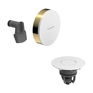 hansgrohe Exafill Ab- und Überlaufgarnitur 58119990 Oberfläche Deckel weiß hochglanz, polished gold optic, Fertigset, mit Wanneneinlauf