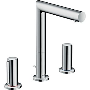 hansgrohe Axor Uno 3-Loch-Waschtischarmatur 45133800 Ausladung 183mm, mit Zerogriffen, Zugstangen-Ablaufgarnitur, Edelstahl-Optik