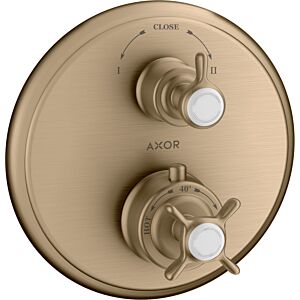 Kit de pré-montage Hansgrohe 16820140 pour thermostat encastré, avec vanne de dérivation, poignée en croix, bronze brossé