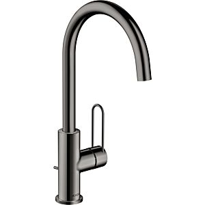 hansgrohe Axor Uno Waschtischarmatur 38036330 Ausladung 174mm, mit Bügelgriff, Zugstangen-Ablaufgarnitur, polished black chrome