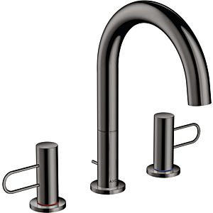 hansgrohe Axor Uno 3-hole basin mixer 38054330 projection 173mm, with loop handles, pop-up waste set, polished black chrome