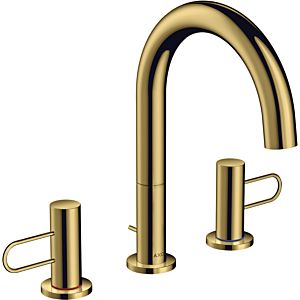 hansgrohe Axor Uno 3 trous mitigeur lavabo 38054990 projection 173mm, avec poignées en arc, tirette garniture de vidange , optique or poli