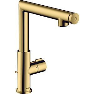 hansgrohe Axor Uno Waschtischarmatur 45016990 Ausladung 160mm, mit Zugstangen-Ablaufgarnitur, polished gold optic