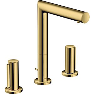 hansgrohe Axor Uno 3-Loch-Waschtischarmatur 45133990 Ausladung 183mm, mit Zerogriffen, Zugstangen-Ablaufgarnitur, polished gold optic