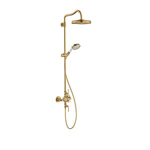 hansgrohe Axor Montreux Showerpipe 16572250 with thermostat, overhead shower, 240mm, 1jet, brushed gold optic