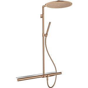 hansgrohe Axor Showerpipe 27984310 with thermostat 800, overhead shower 350 1jet, brushed red gold