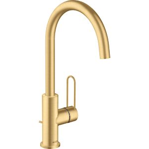 hansgrohe Axor Uno wash basin mixer 38036250 projection 174mm, with loop handle, pop-up waste set, brushed gold optic