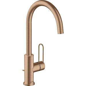 hansgrohe Axor Uno mitigeur lavabo 38036310 projection 174mm, avec poignée en arc, tirette garniture de vidange , or rouge brossé
