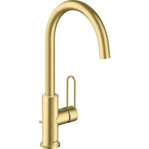 hansgrohe Axor Uno wash basin mixer 38036950 projection 174mm, with loop handle, pop-up waste set, brushed brass