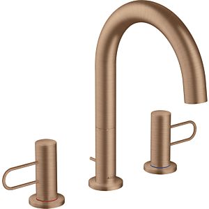 hansgrohe Axor Uno 3-Loch-Waschtischarmatur 38054310 Ausladung 173mm, mit Bügelgriffen, Zugstangen-Ablaufgarnitur, brushed red gold