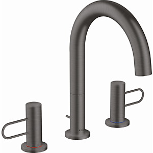 hansgrohe Axor Uno 3 trous mitigeur lavabo 38054340 saillie 173mm, avec poignées en arc, tirette garniture de vidange , chrome noir brossé