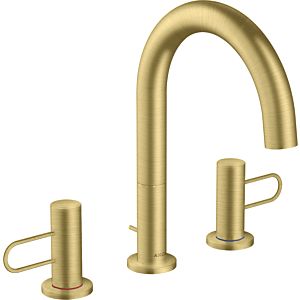hansgrohe Axor Uno 3 trous mitigeur lavabo 38054950 saillie 173mm, avec poignées en arc, tirette garniture de vidange , laiton brossé