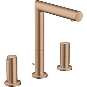 hansgrohe Axor Uno 3-Loch-Waschtischarmatur 45133310 Ausladung 183mm, mit Zerogriffen, Zugstangen-Ablaufgarnitur, brushed red gold
