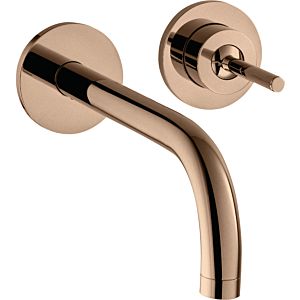 hansgrohe Axor Uno Fertigmontageset 38116300 Unterputz-Waschtischarmatur, Pin-Griff, Rosetten, Ausladung 225 mm, polished red gold