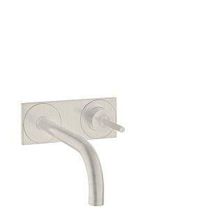 hansgrohe Axor Uno Fertigmontageset 38112800 Unterputz-Waschtischarmatur, Pin-Griff, Platte, Ausladung 165 mm, Edelstahl-Optik