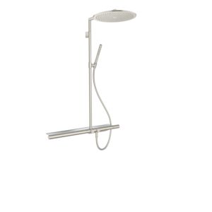 hansgrohe Axor Showerpipe 27984800 with thermostat 800, overhead shower 350 1jet, stainless steel optic
