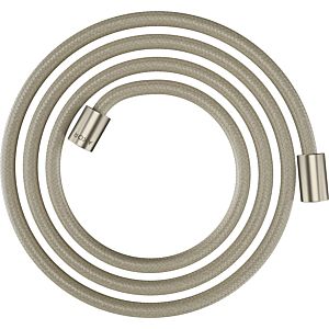 hansgrohe flexible de douche textile 28291820 2000 mm, écrou cylindrique des deux côtés, nickel brossé