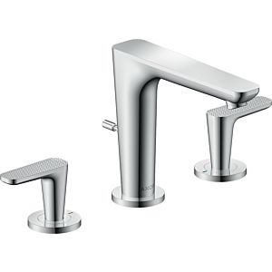 hansgrohe Axor Citterio C Waschtisch-3-Loch-Armatur 49061000 cubic cut, chrom, Ausladung 135mm, Zugstangen Ablaufgarnitur
